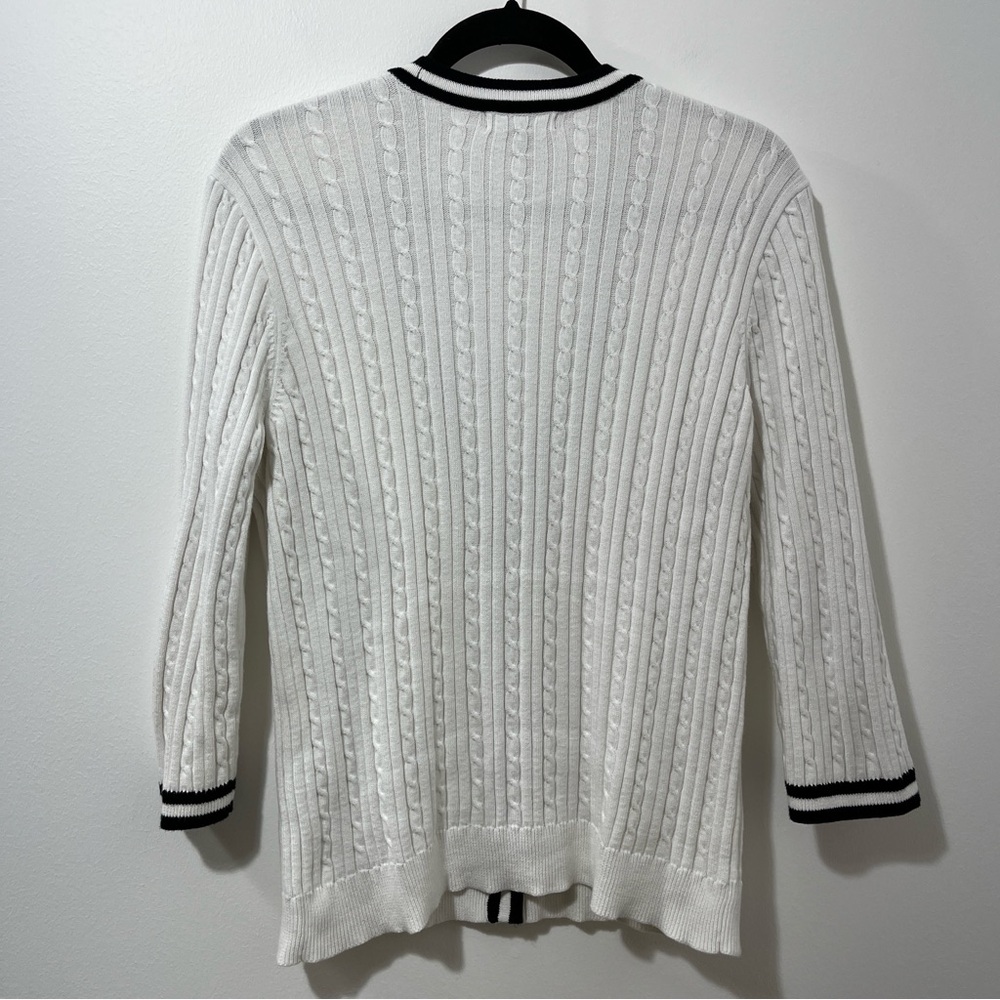 Light Academia Old Money Quiet Luxury Preppy Chaps Cable-Knit Cardigan [size L] - Picture 9 of 11